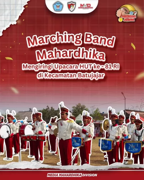 Marching Band Mahardhika Mengiringi Upacara HUT ke 81 Republik Indonesia di Lapang Carik Kecamatan Batujajar