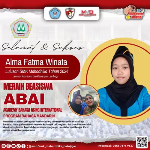Alumni SMK Mahardhika meraih beasiswa di ABAI (Academy Bahasa Asing International Bandung)